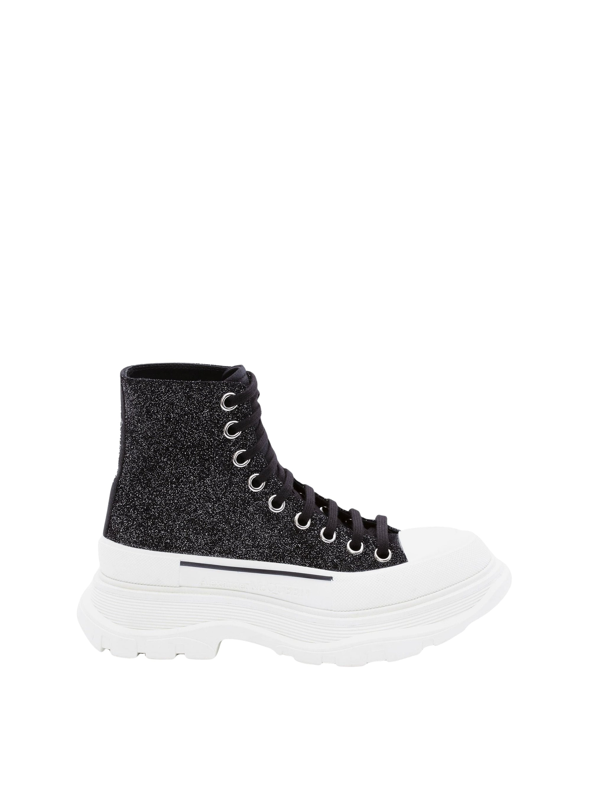 Sneakers montantes à lacets en cuir - Black