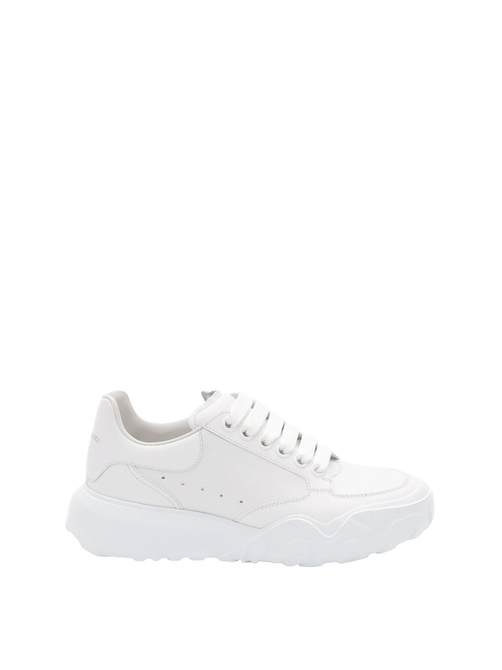 Lace-up leather trainers - White