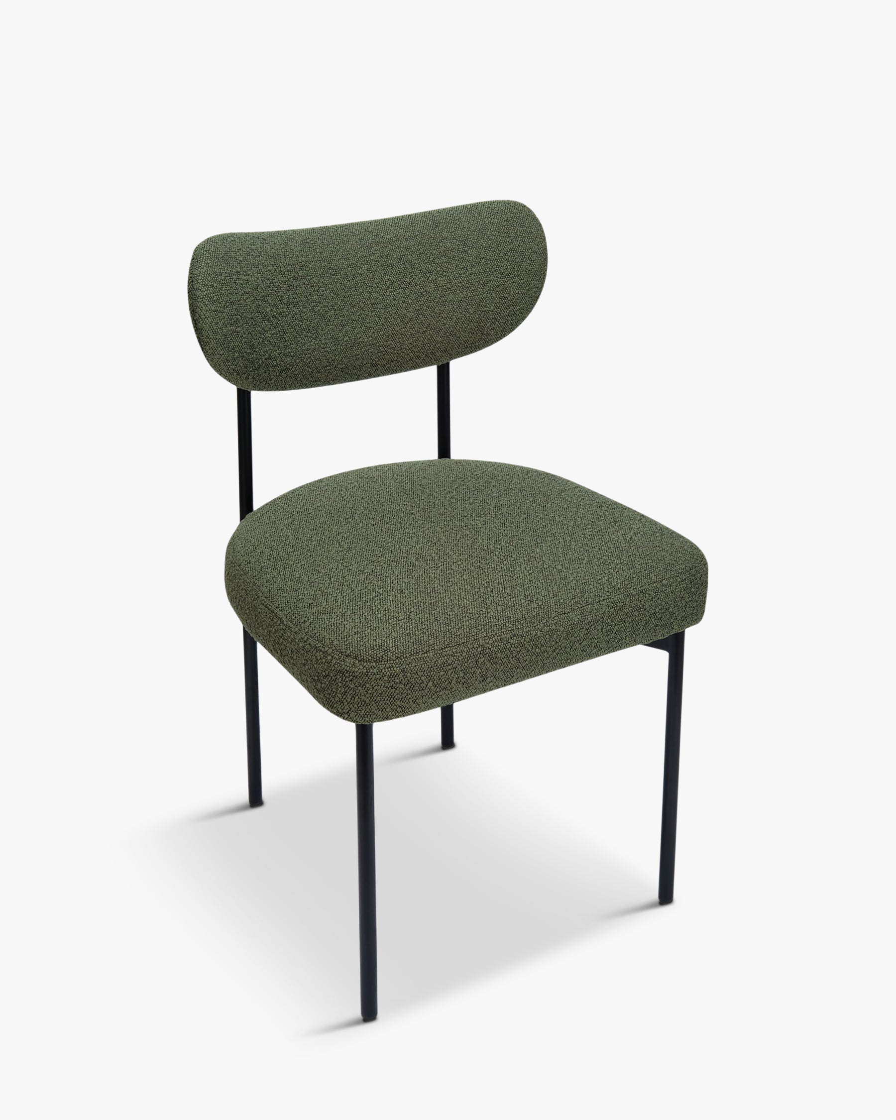 Chaise Jasper en tissu bouclé - Vert kaki