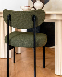 Chaise Jasper en tissu bouclé - Vert kaki