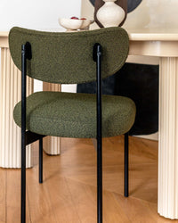 Chaise Jasper en tissu bouclé - Vert kaki