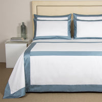 Bold cotton flat sheet - Milk & Turquoise