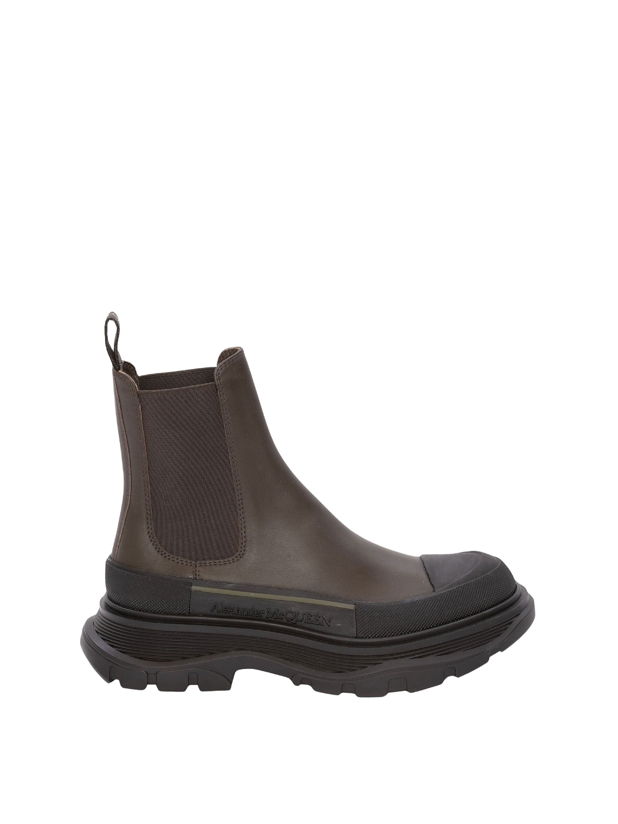 Sneakers montantes Chelsea en cuir - Khaki Black Silver