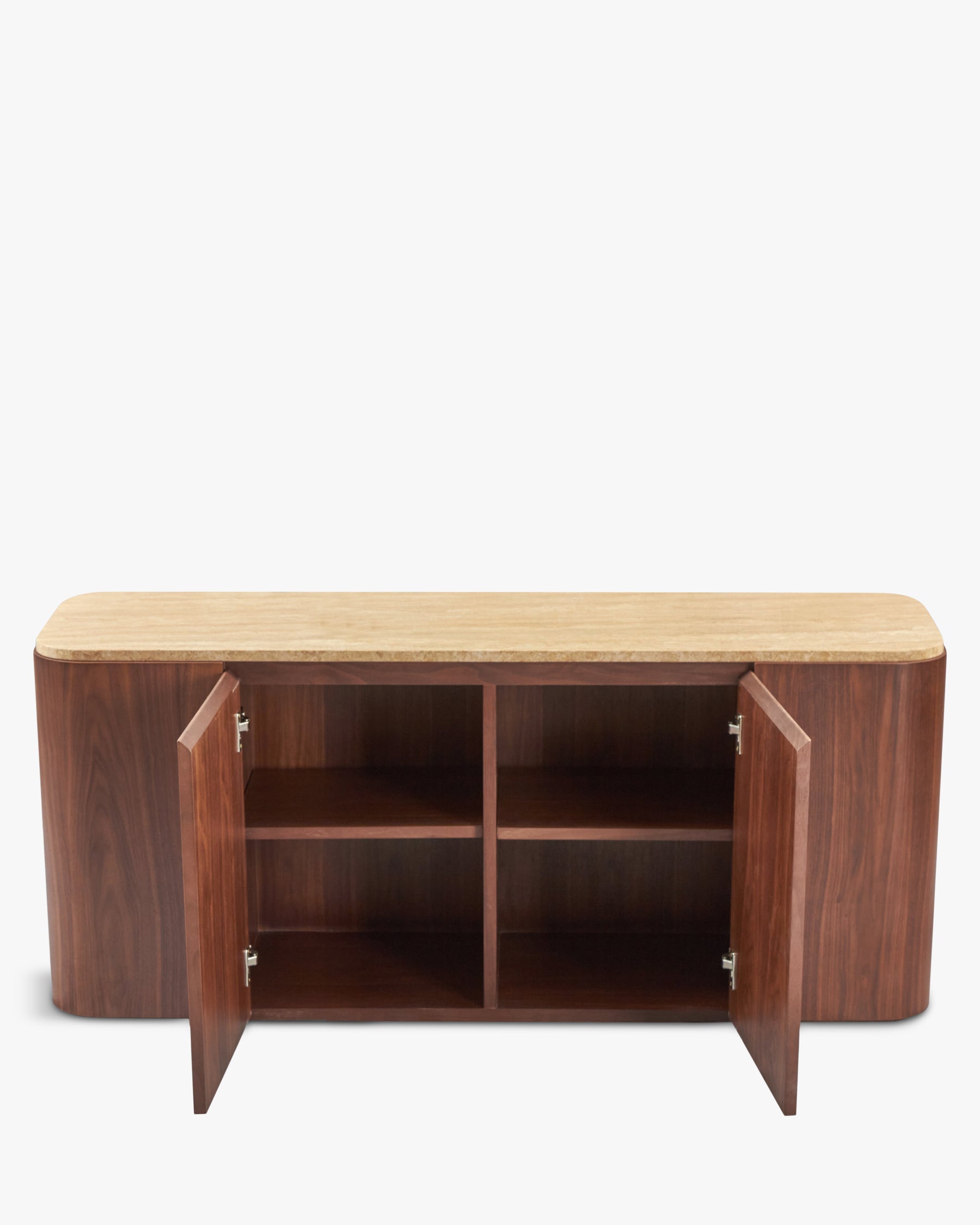 Buffet Orion en bois et pierre de Travertin - Travertin
