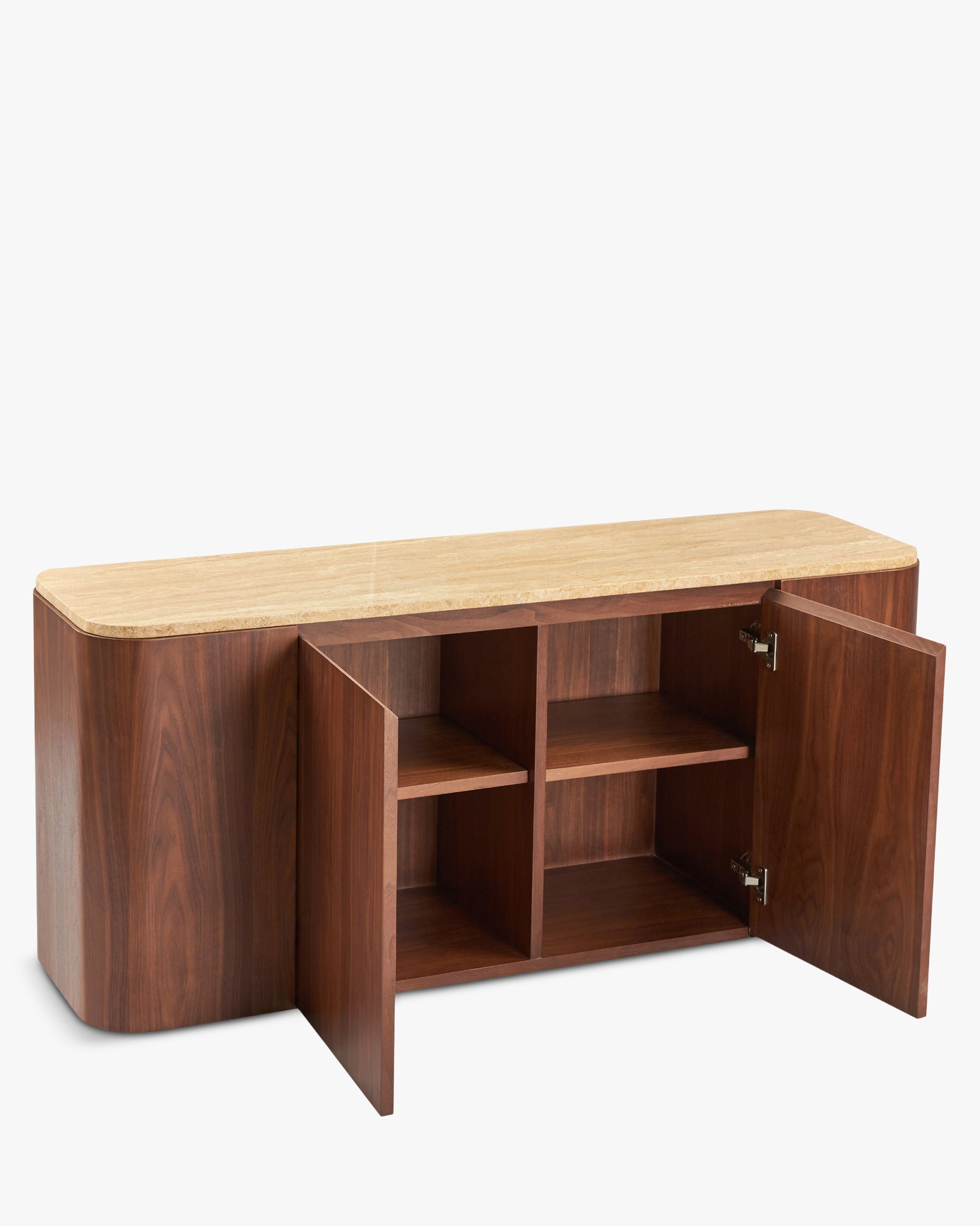 Buffet Orion en bois et pierre de Travertin - Travertin