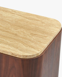 Buffet Orion en bois et pierre de Travertin - Travertin
