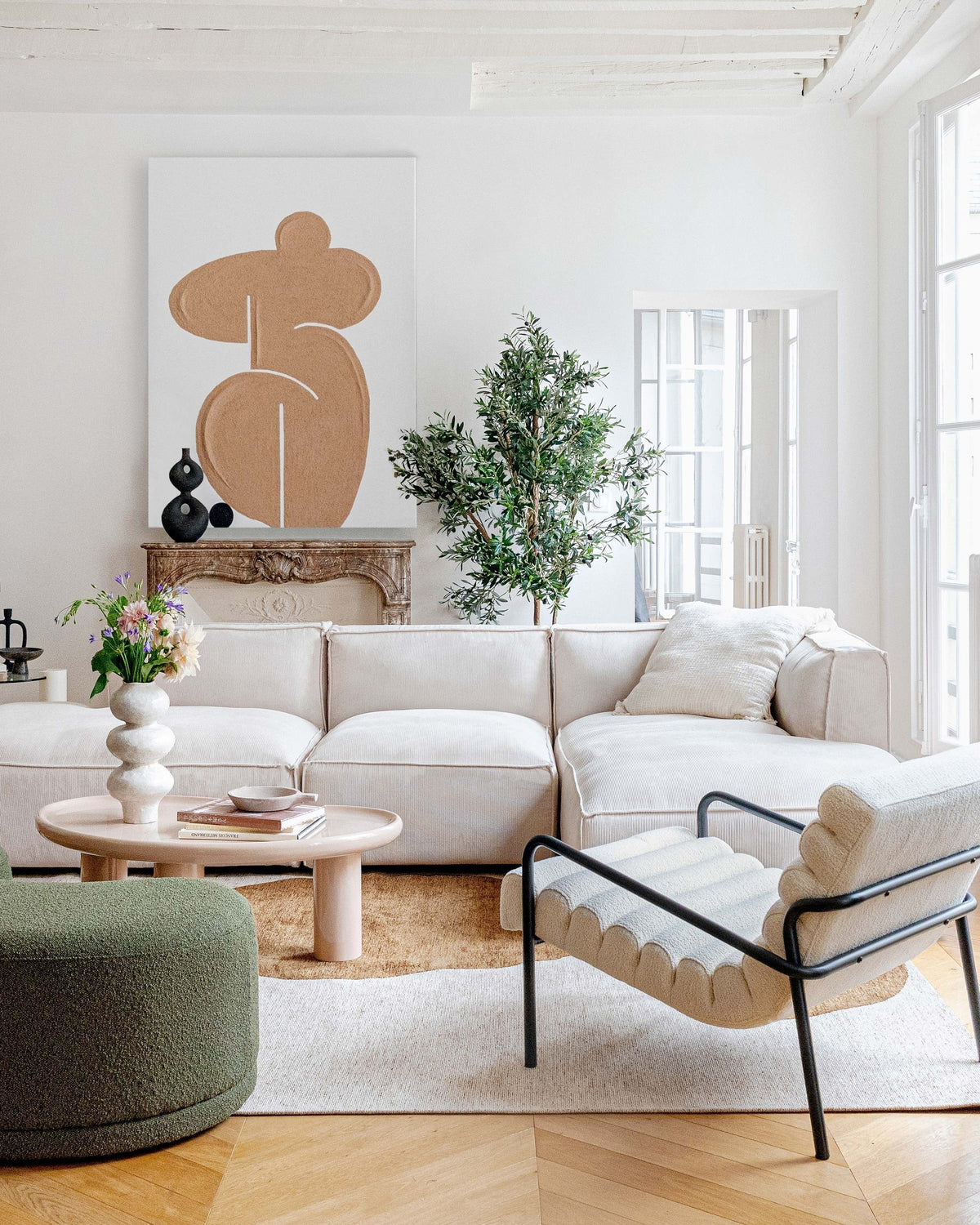 Banc cosy Enzo - Vert Kaki Bouclé