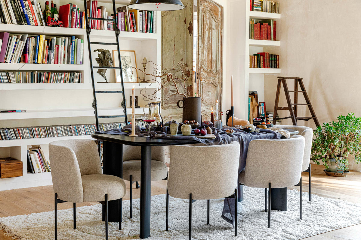 Chaise Ray - Beige Sésame & Métal Noir