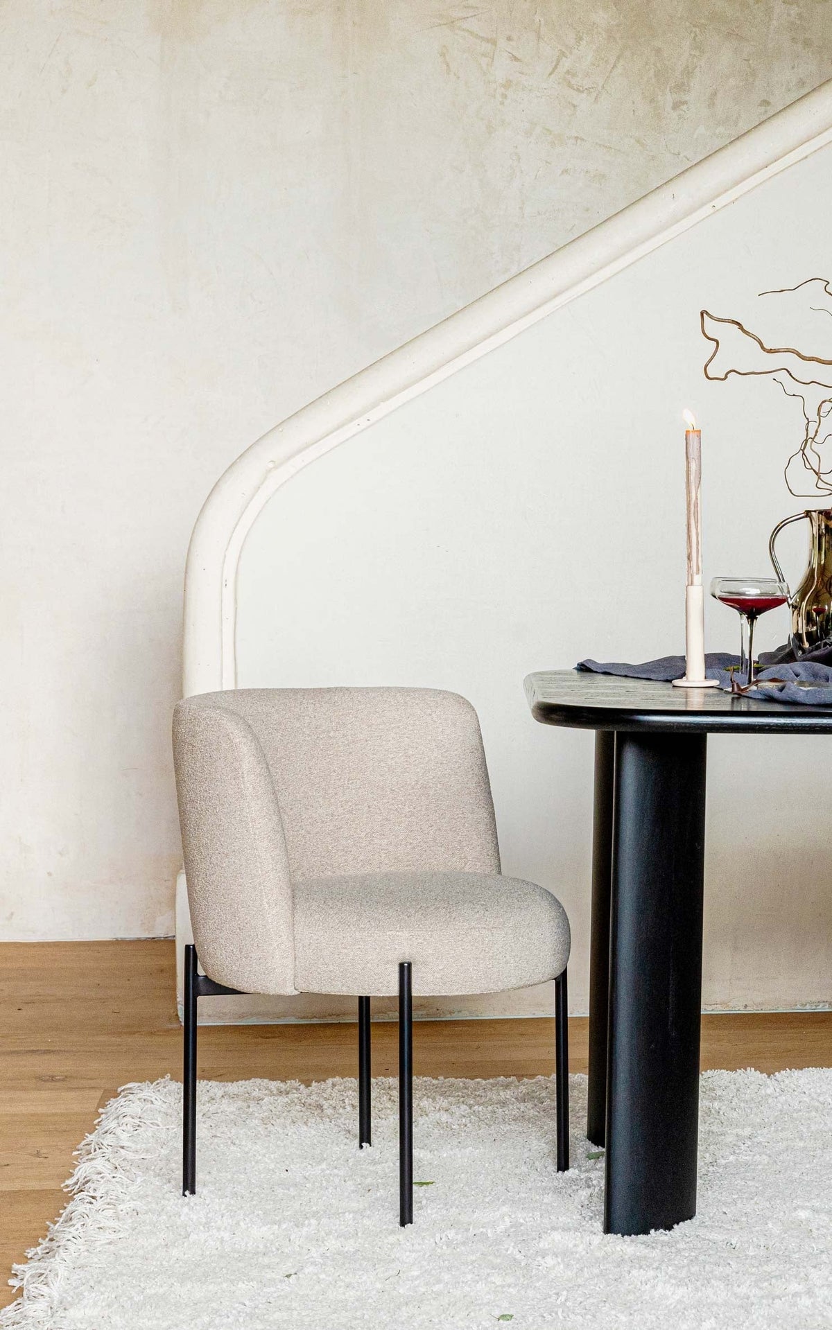 Chaise Ray - Beige Sésame & Métal Noir