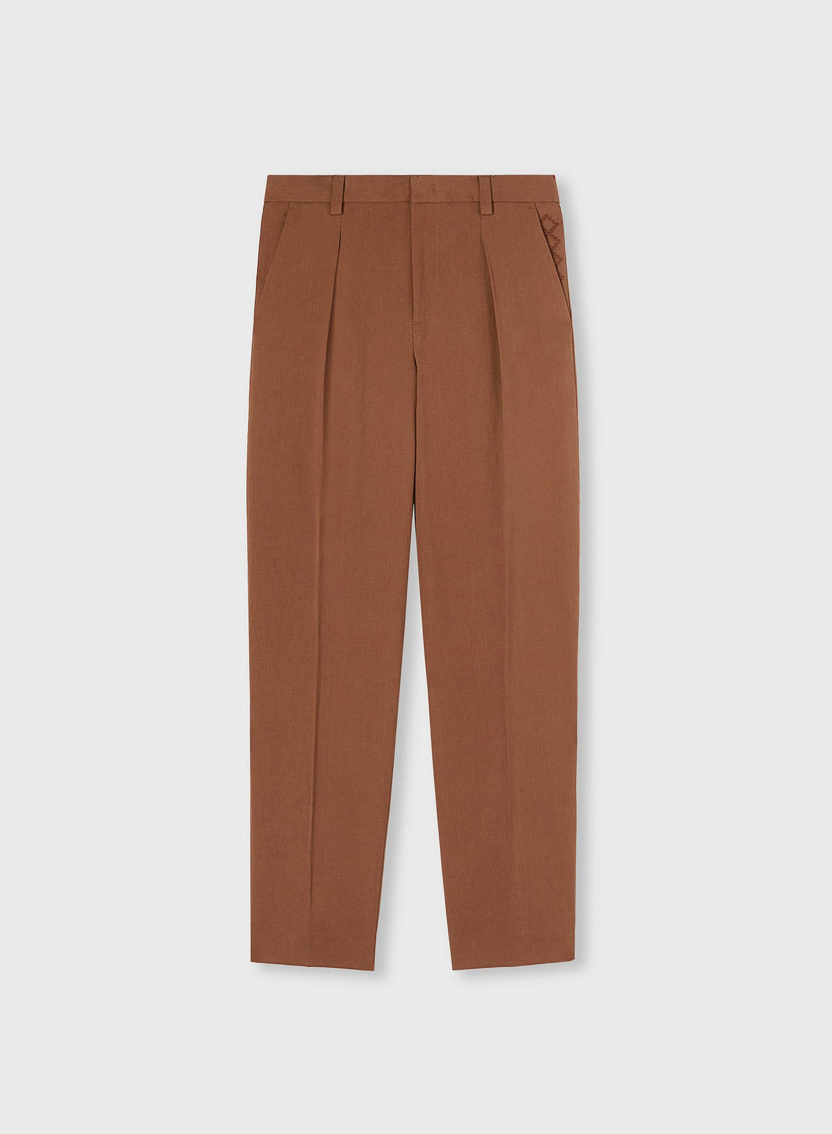 CLAY REVERSED PLEATS PANTS WITH EMBROIDERY (NR)