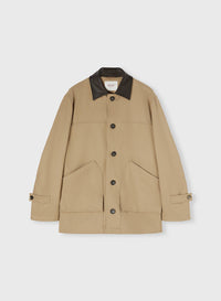 SAND AND CHOCOLATE FIELD JACKET WITH LEATHER DETAILS (NR)
