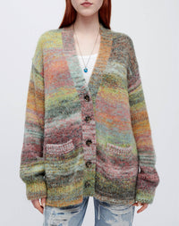 90's oversized cardigan - Lime Space Dye