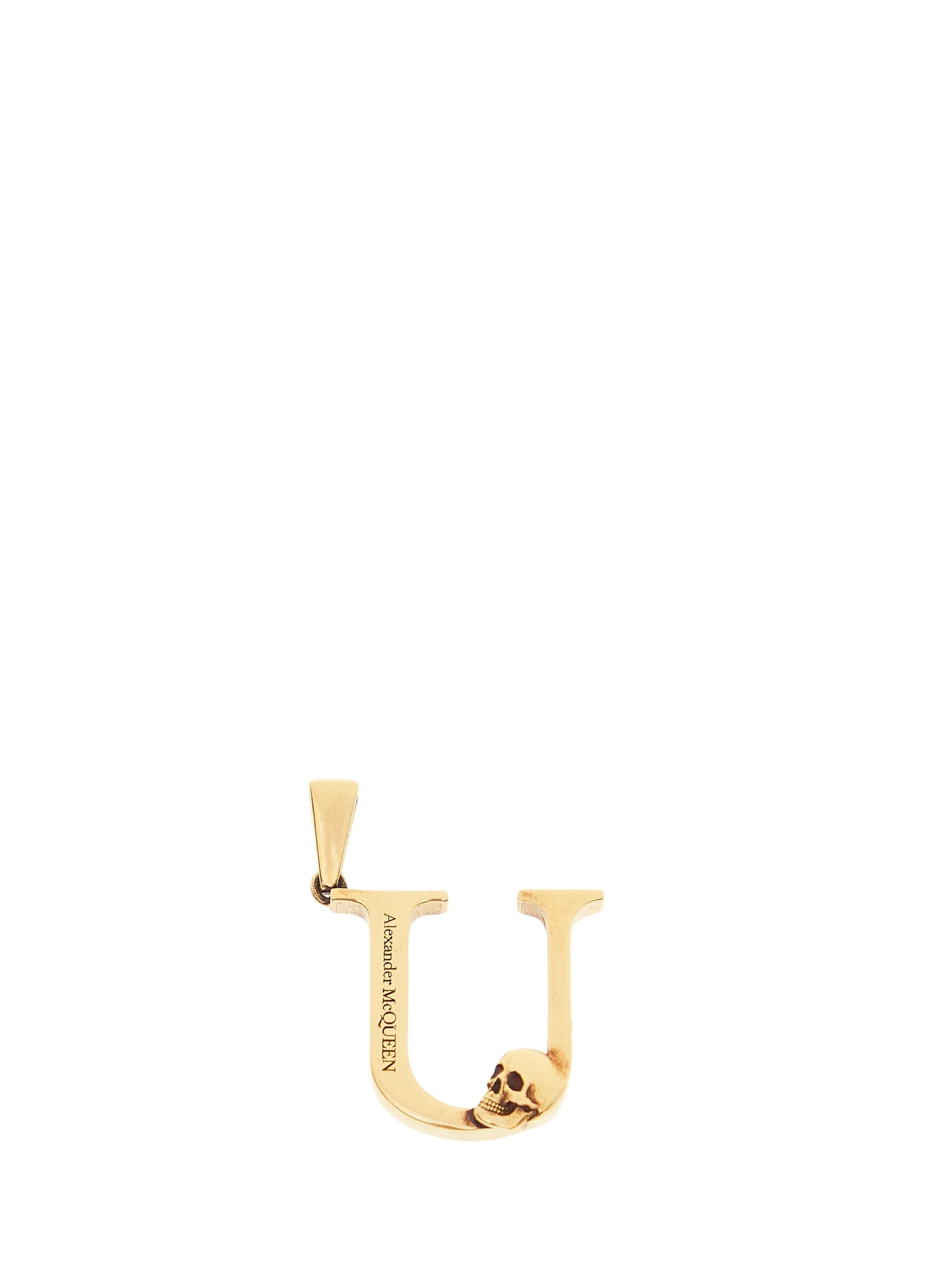 Brass letter U pendant - Gold