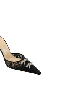 Matilda 100 strappy pumps in mixed silk & pearls - Black