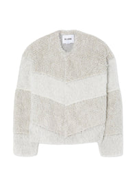 Shag jumper with wool panels - Ecru