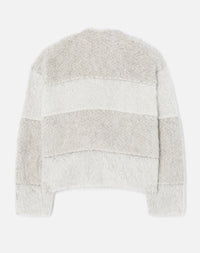 Shag jumper with wool panels - Ecru