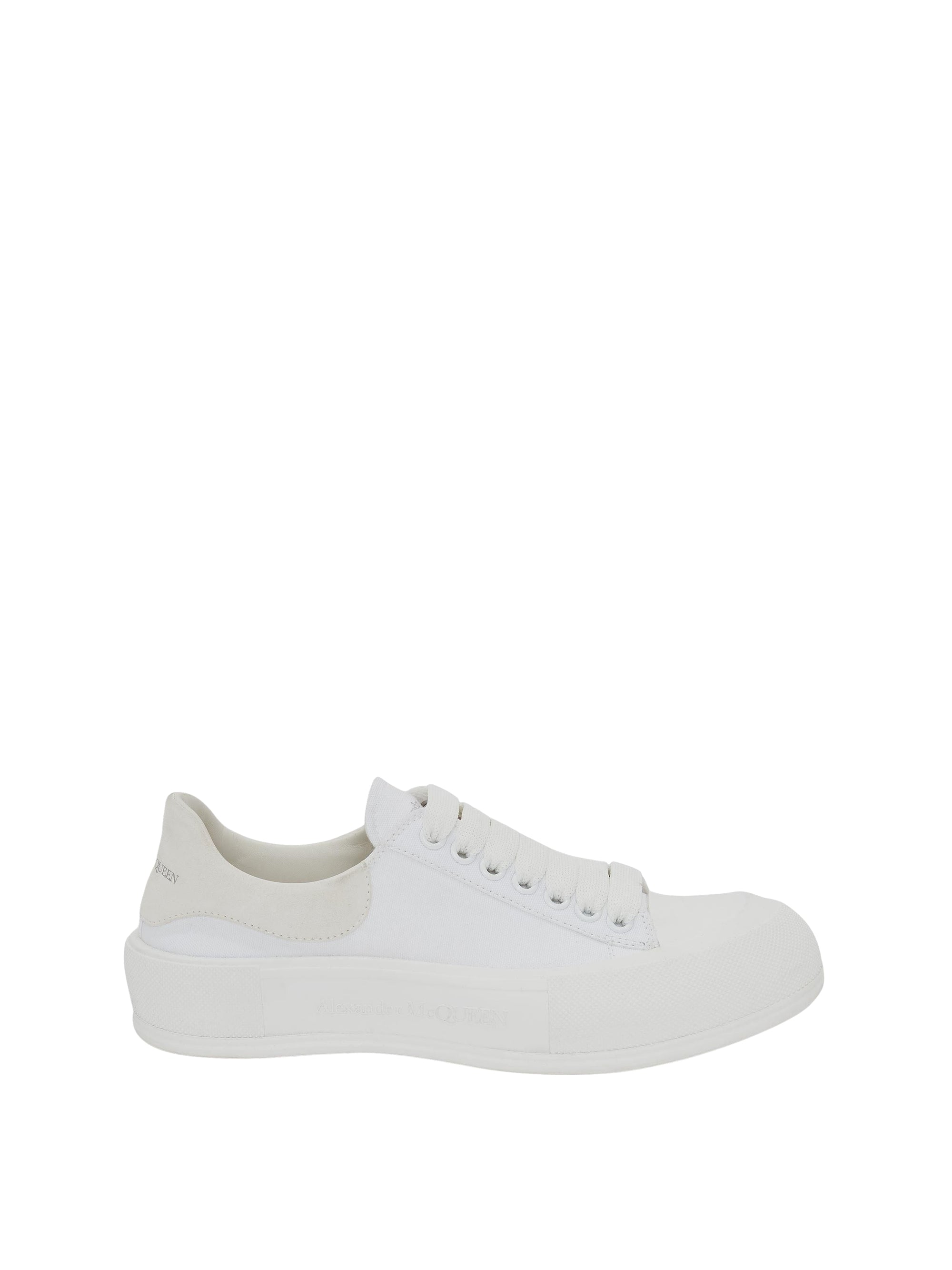 Lace-up fabric trainers - White