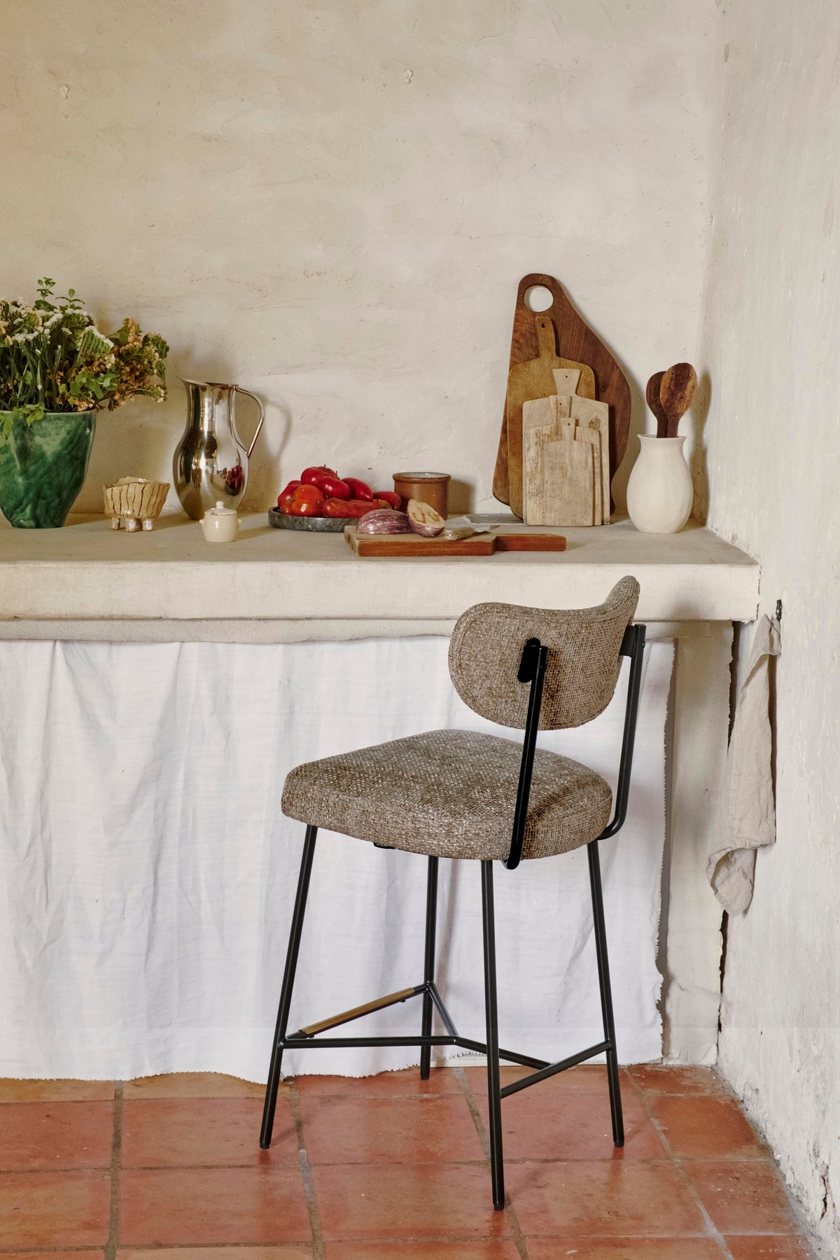 Tabouret de bar Jasper - Tweed taupe