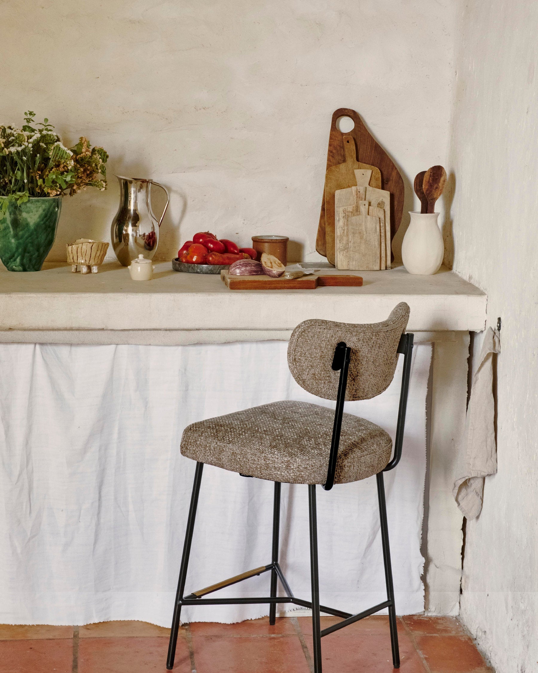 Tabouret de bar Jasper - Tweed taupe