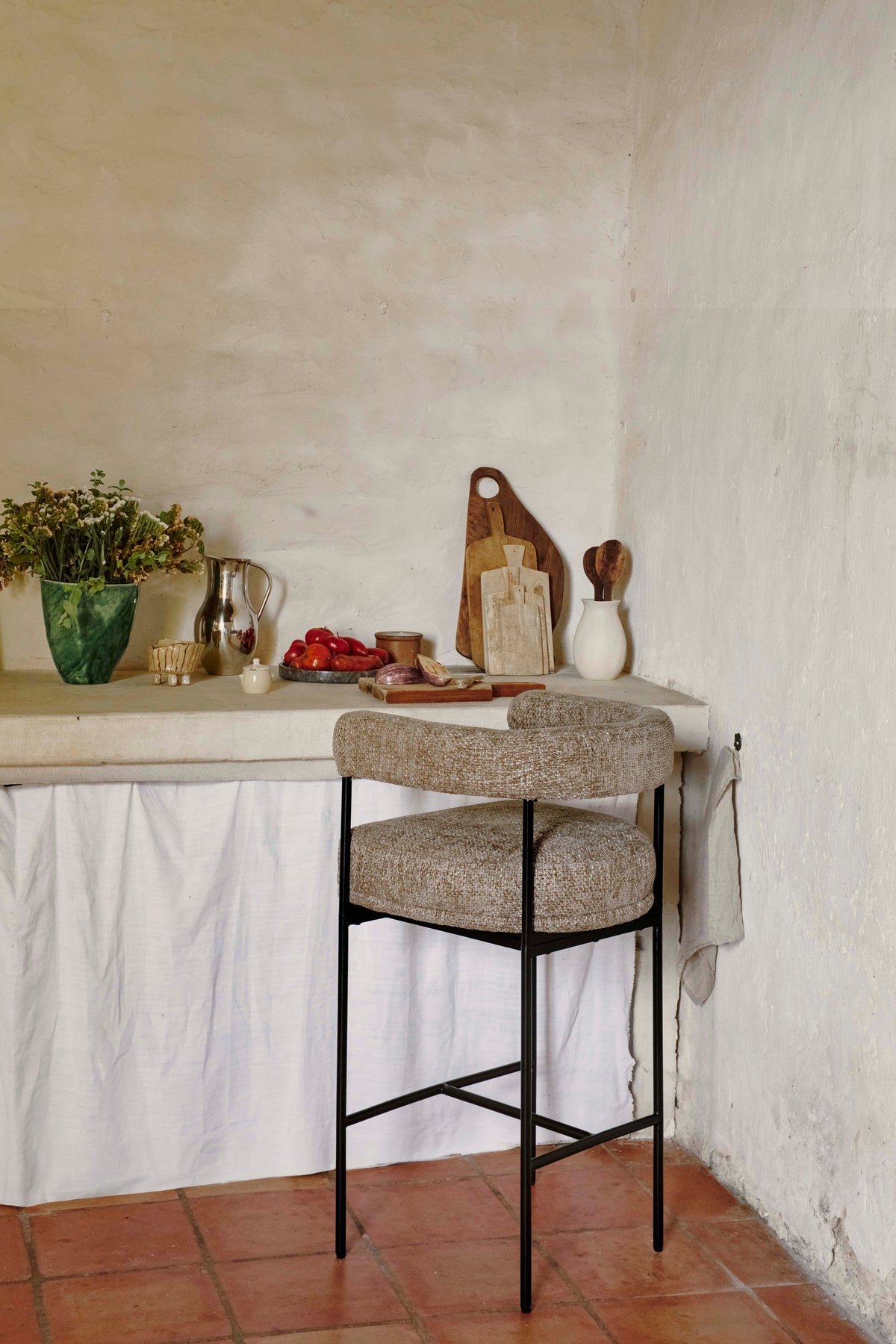 Tabouret de bar Arcade - Tweed taupe