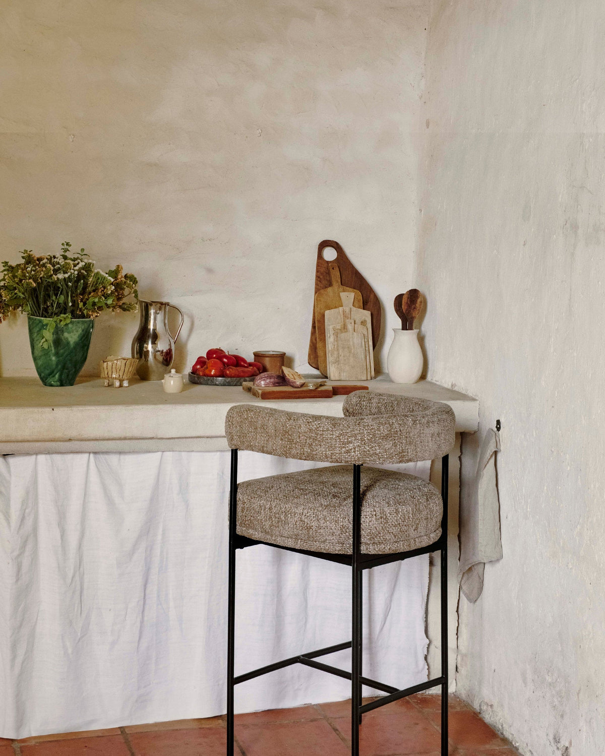 Tabouret de bar Arcade - Tweed taupe