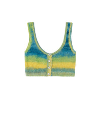 Mohair button cropped top - Green Space Dye