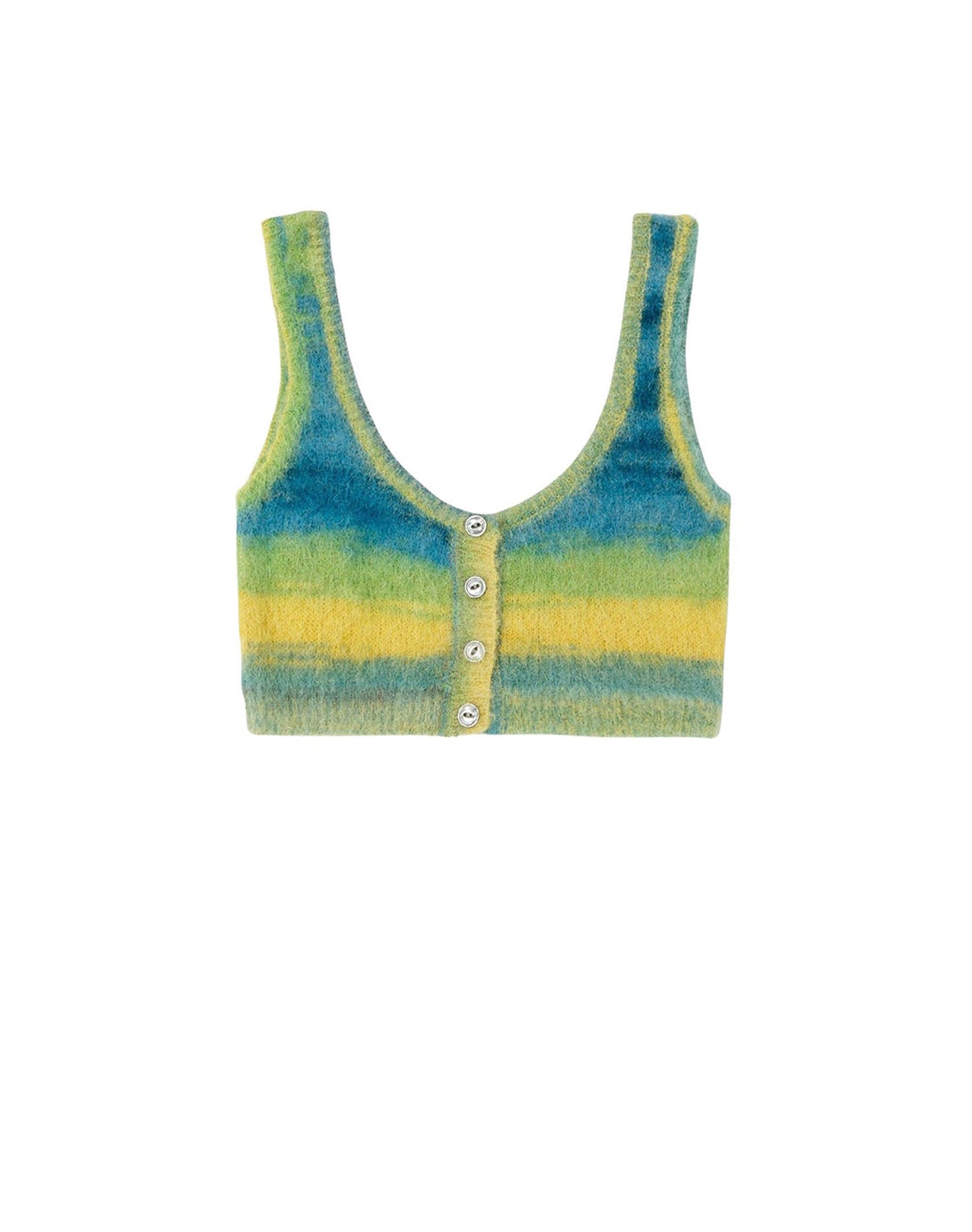 Mohair button cropped top - Green Space Dye