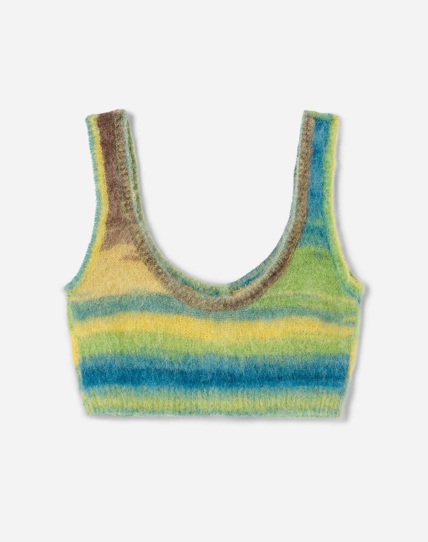 Mohair button cropped top - Green Space Dye