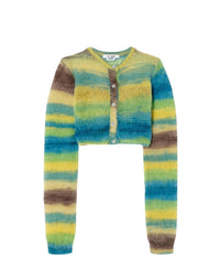 Mohair double-breasted cardigan - Green Space Dye
