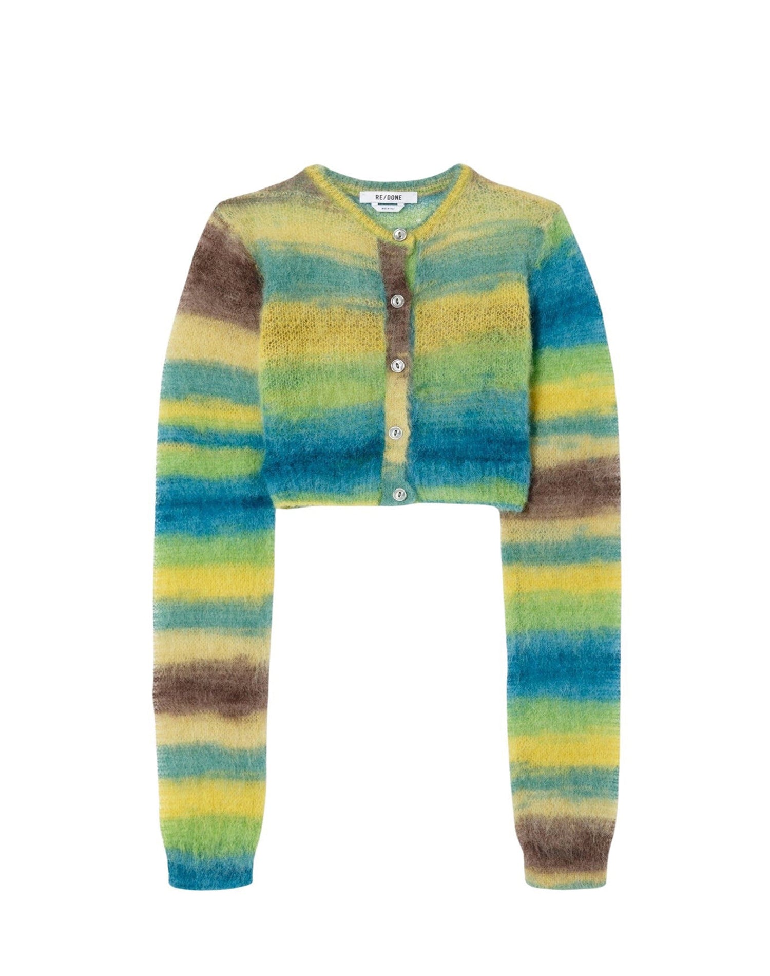 Mohair double-breasted cardigan - Green Space Dye