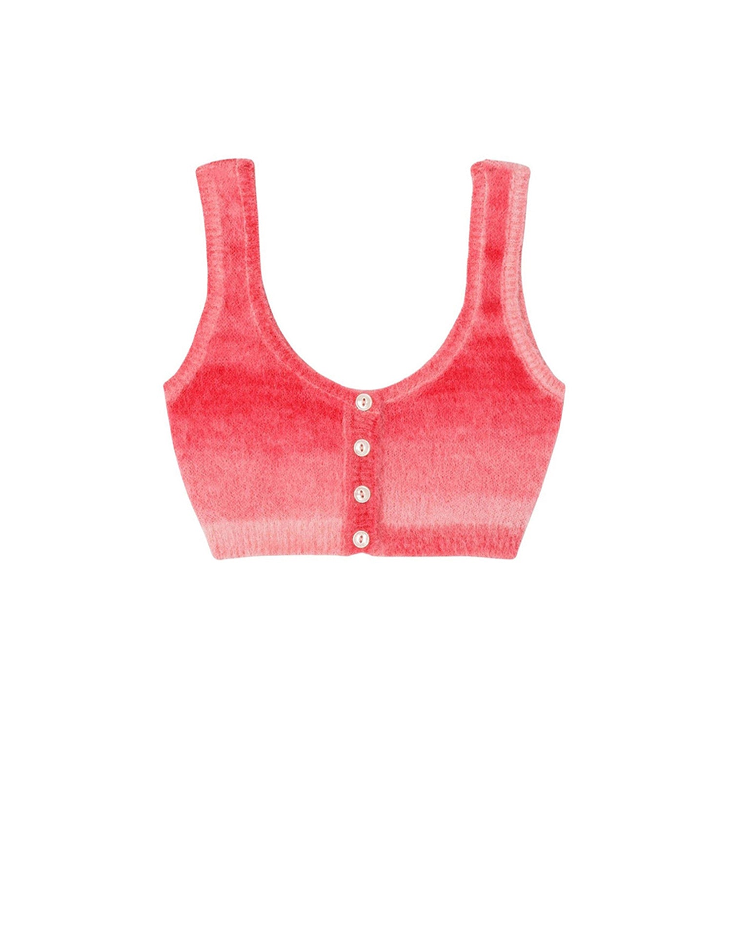 Mohair button cropped top - Red Space Dye