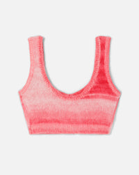 Mohair button cropped top - Red Space Dye