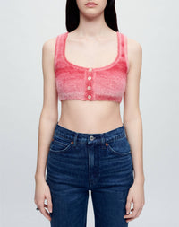 Mohair button cropped top - Red Space Dye