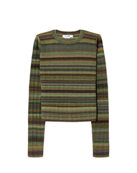 Long-sleeved wool jumper - Green Space Dye