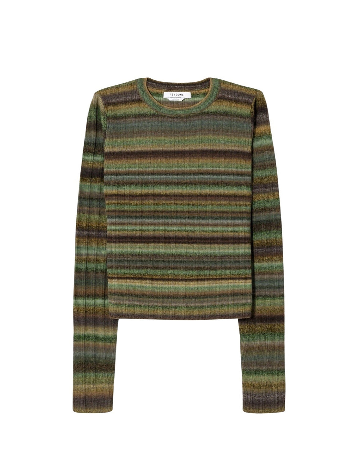 Long-sleeved wool jumper - Green Space Dye