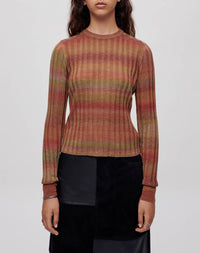 Poor Boy Rib jumper in wool - Bayleaf Combo