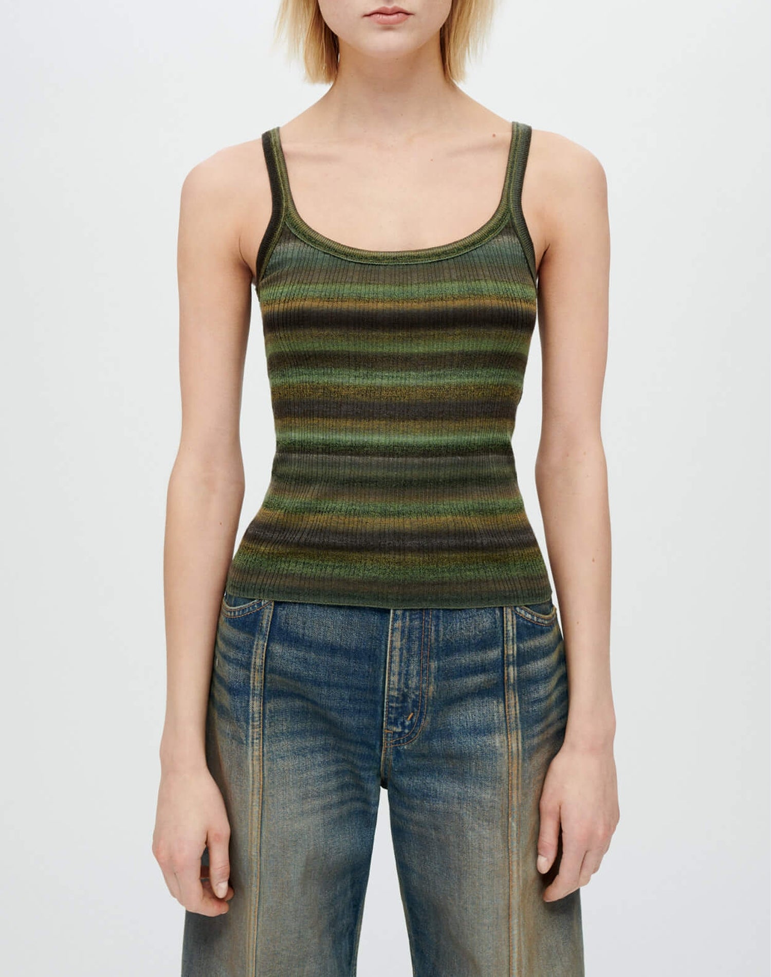 Ribbed wool top - Green Space Dye