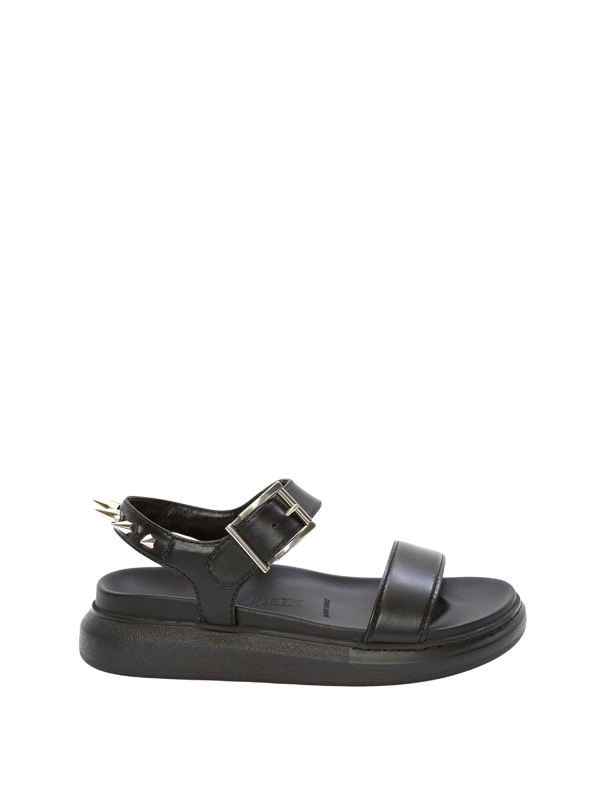 Sandales avec clous en cuir - Black Silver