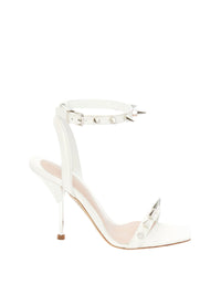 Punk 100 leather heeled sandals - Bone Silver