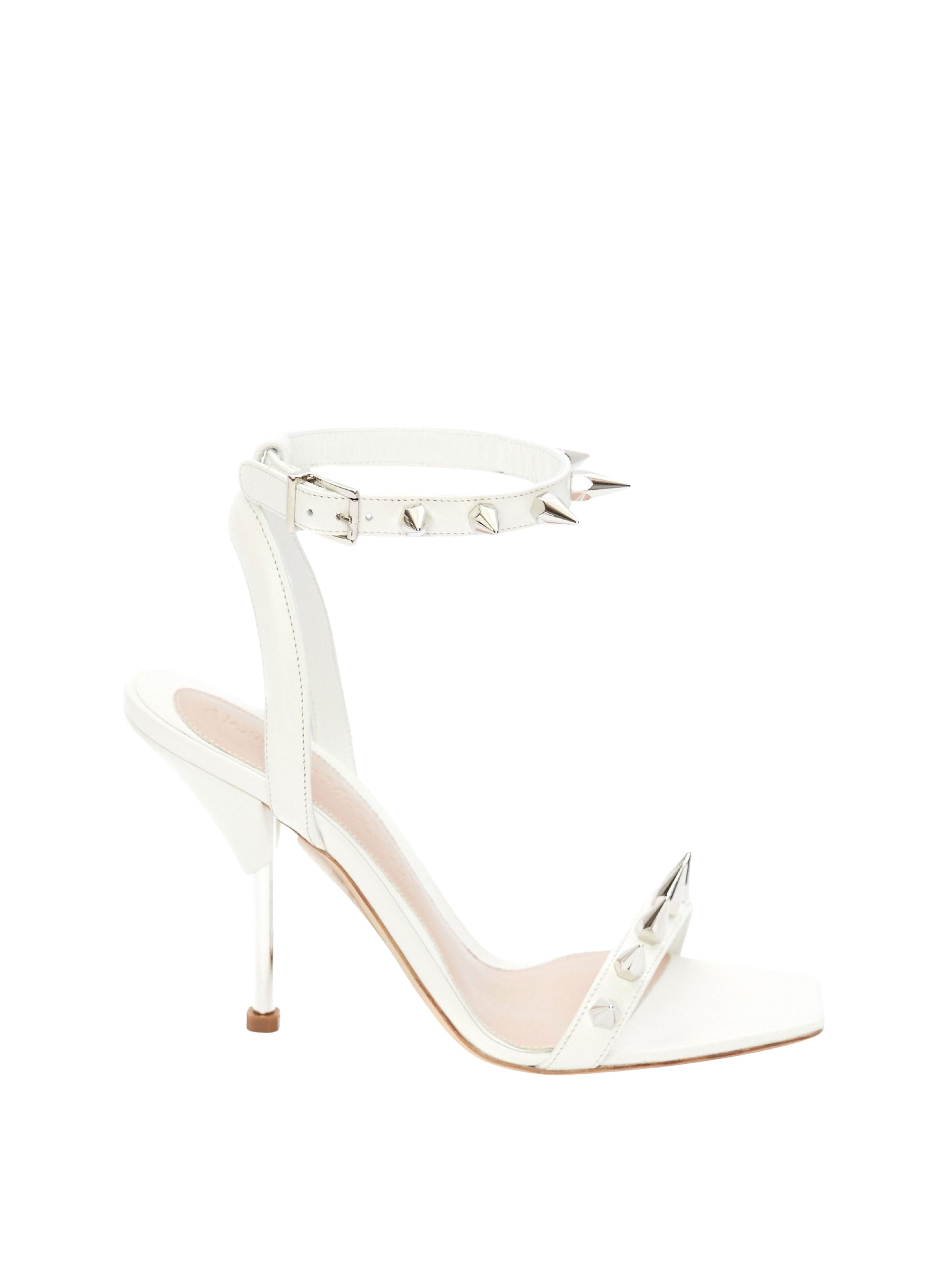 Punk 100 leather heeled sandals - Bone Silver