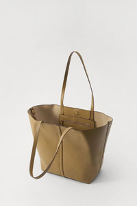 Iconic Daily large leather tote bag - Olive