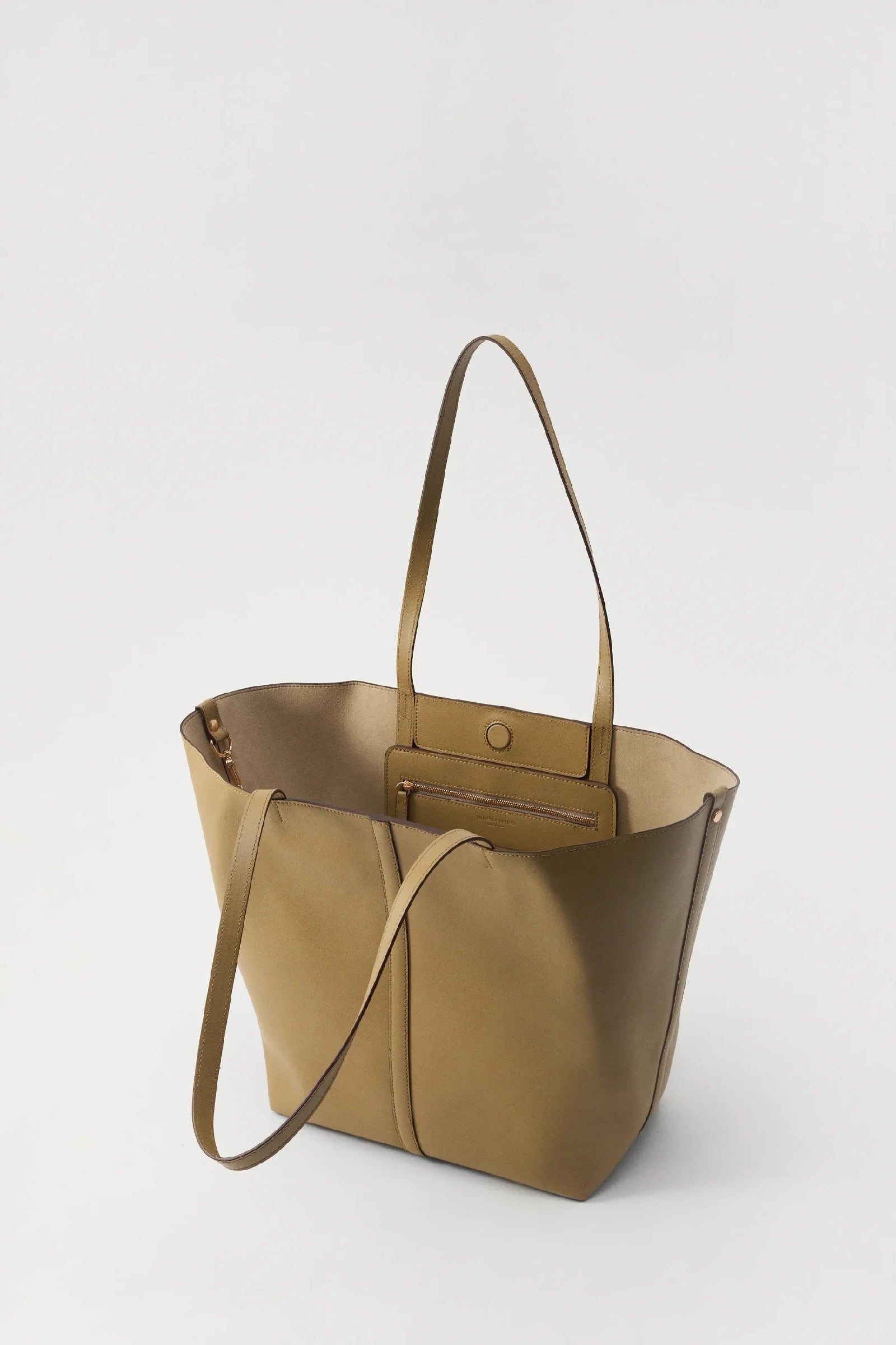 Iconic Daily large leather tote bag - Olive