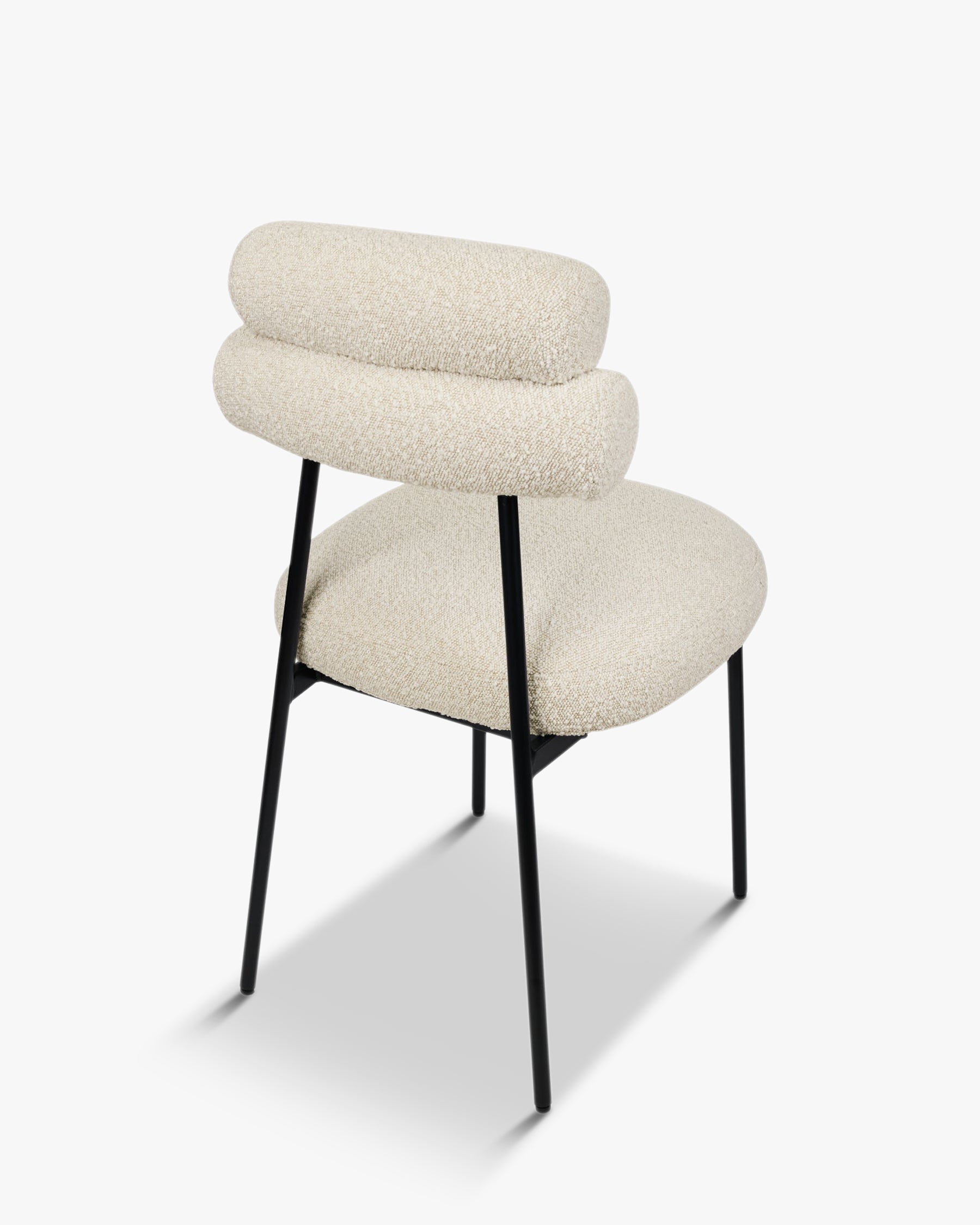 Chaise Milla en tissu bouclé - Blanc avoine