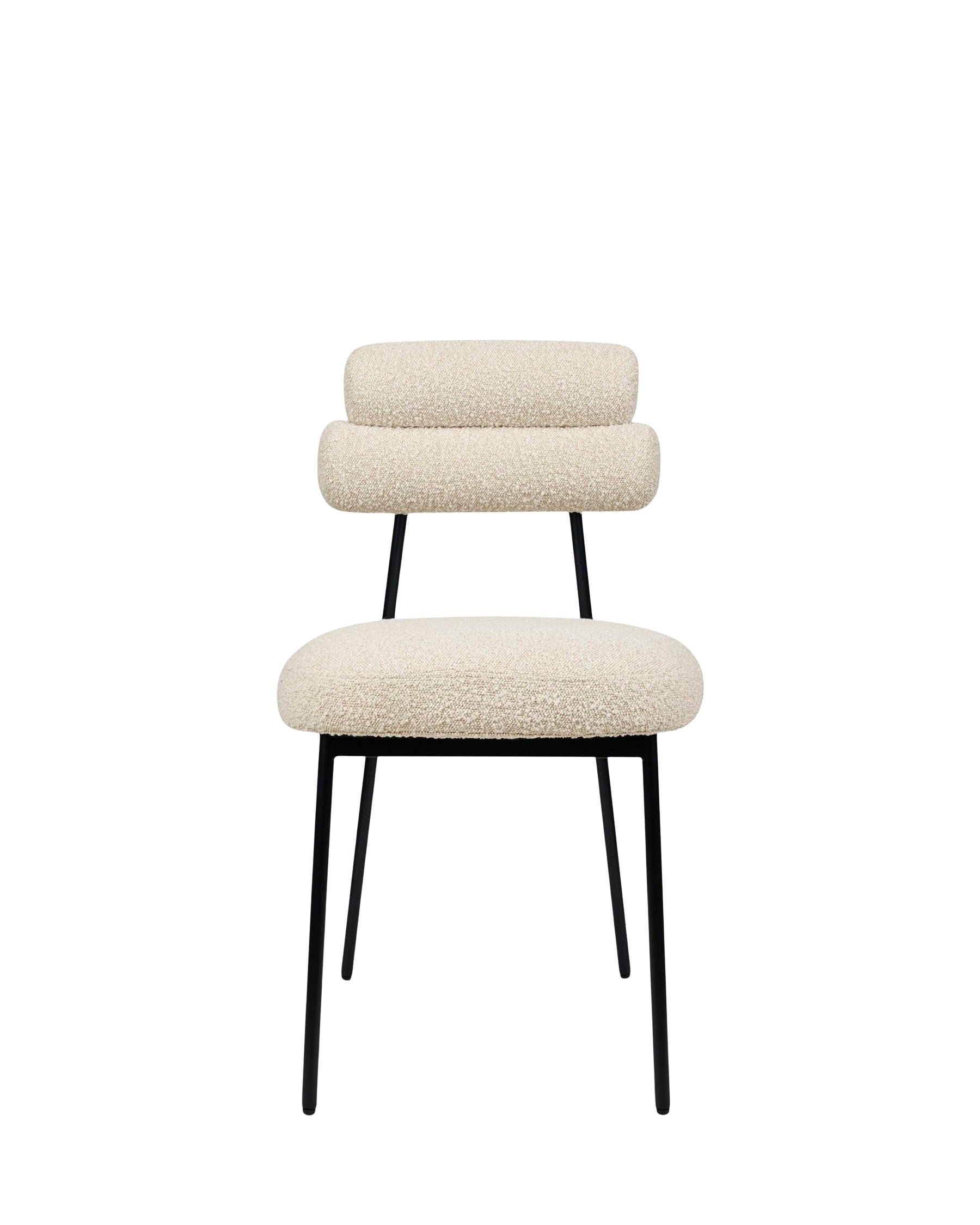 Chaise Milla en tissu bouclé - Blanc avoine