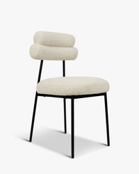 Chaise Milla en tissu bouclé - Blanc avoine
