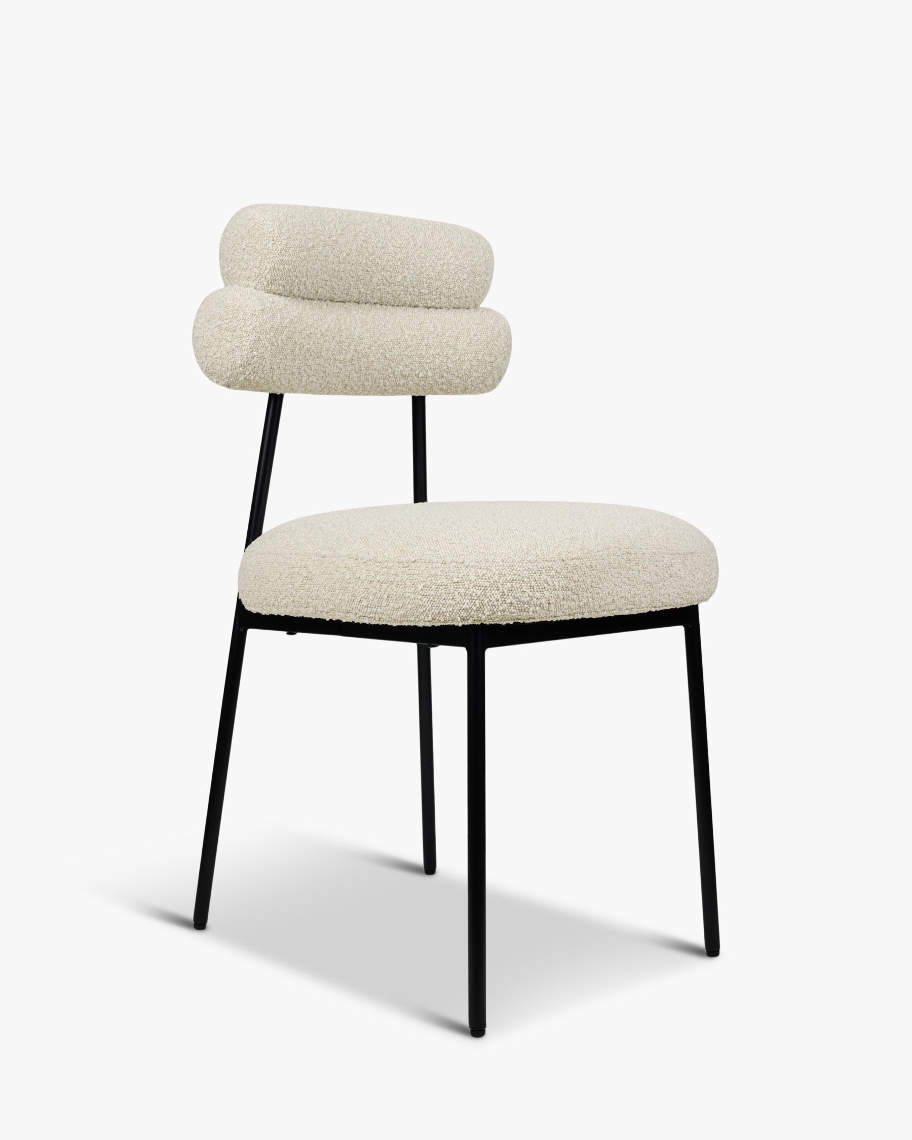 Chaise Milla en tissu bouclé - Blanc avoine