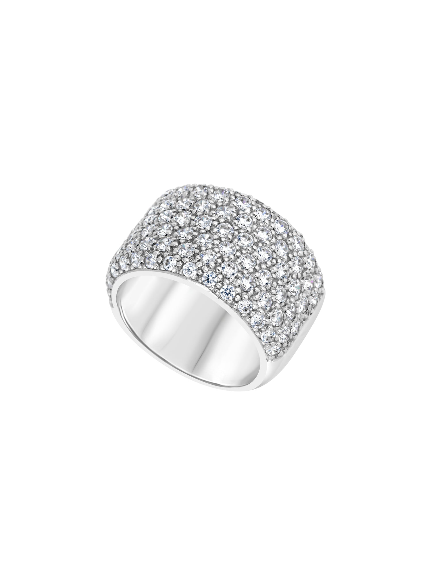 1qty NEW / Argent Rhodié Bague sur argent rhodié sertie de Burmalite™ pavage blanc // RECO : 551€