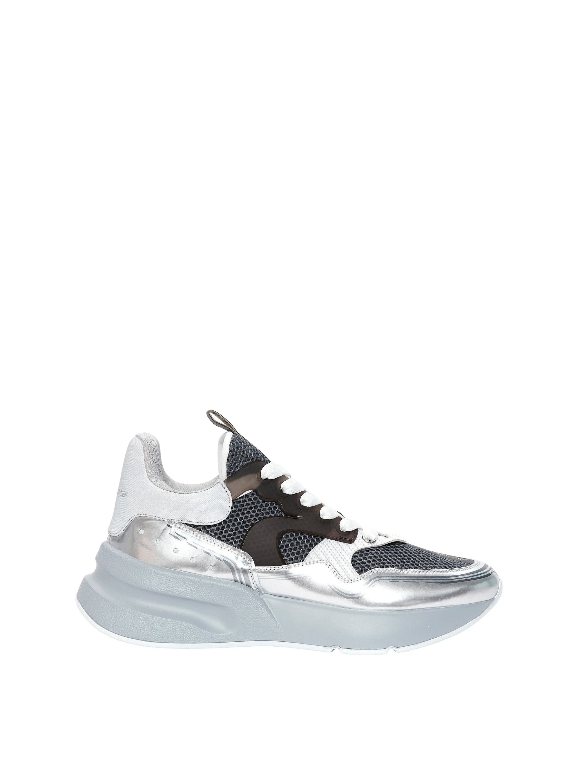 Sneakers à lacets en cuir - Silver