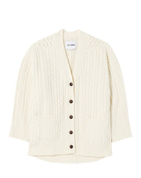 Oversized leather cardigan - Ivory