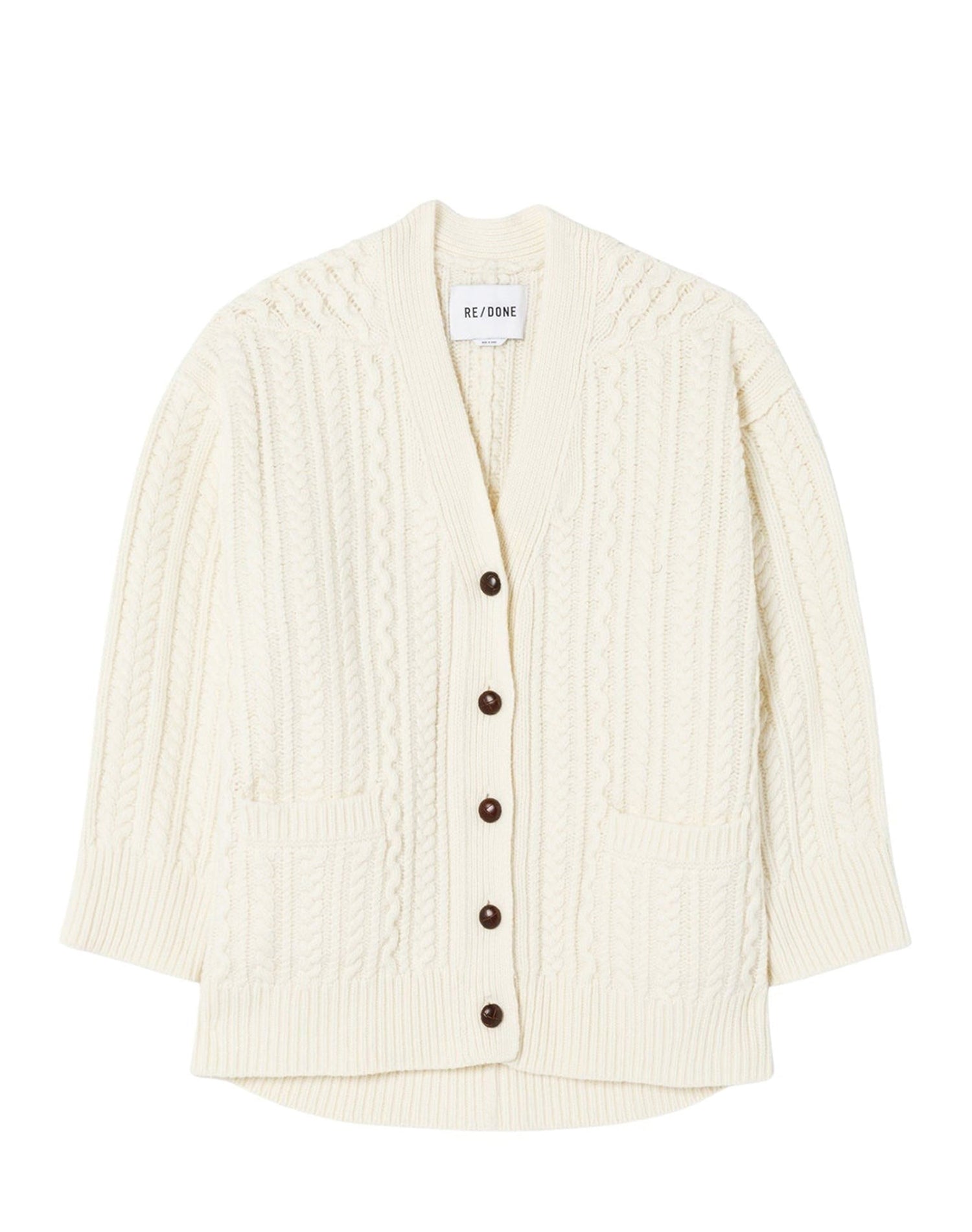 Oversized leather cardigan - Ivory